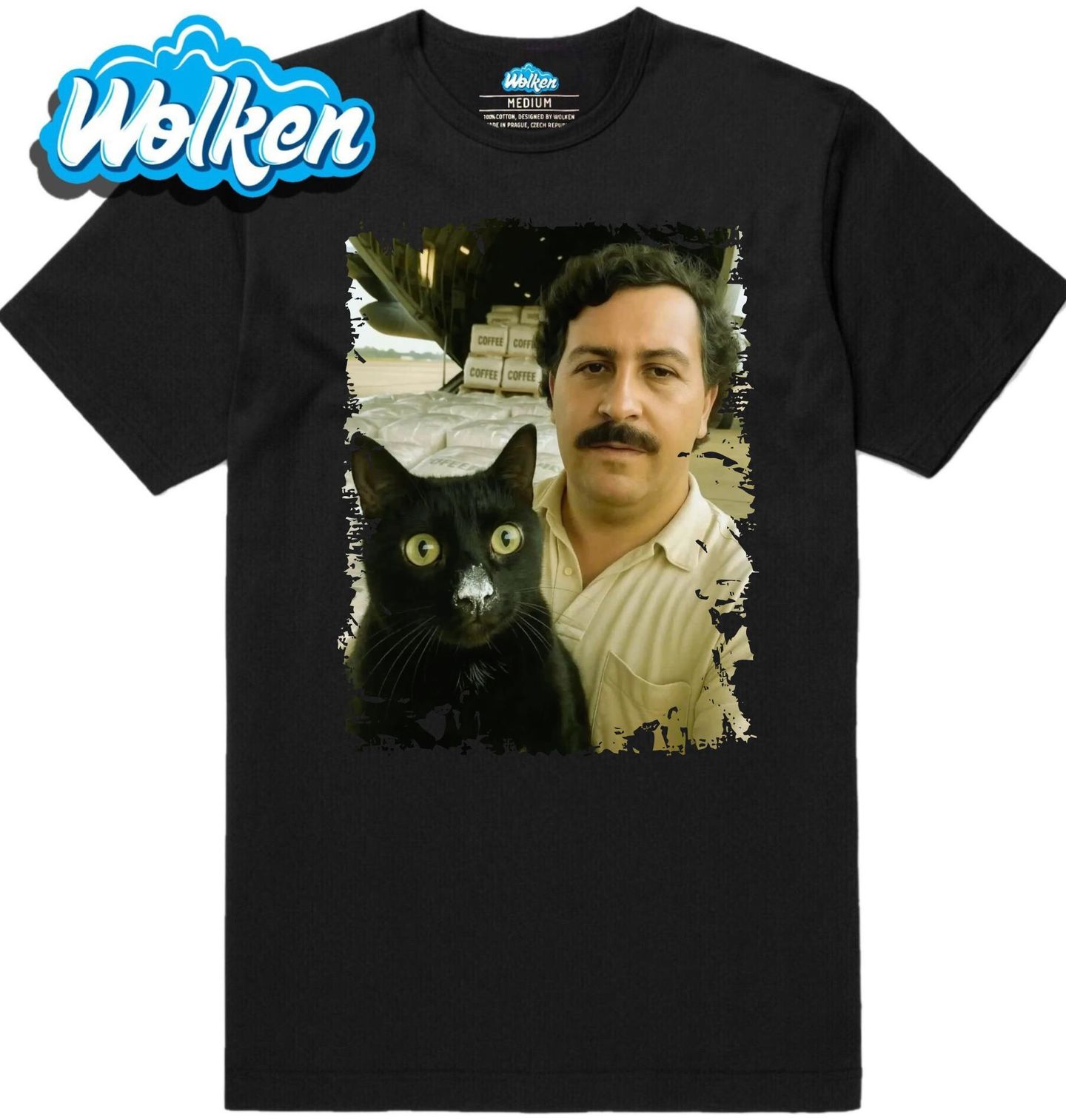 Pánské tričko Escobarova Černá Kočka Kartelu.jpg
