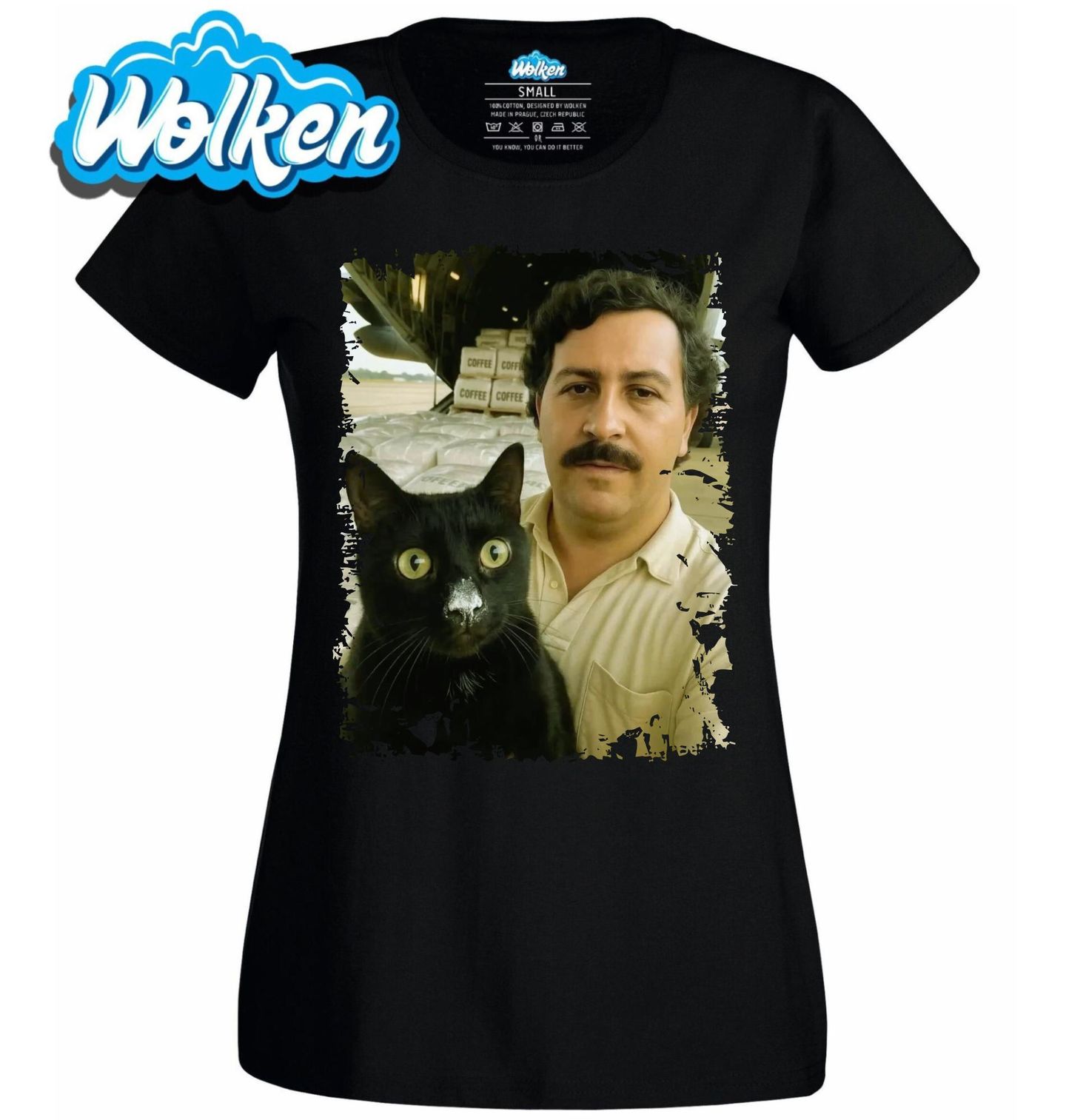 Dámské tričko Escobarova Černá Kočka Kartelu.jpg
