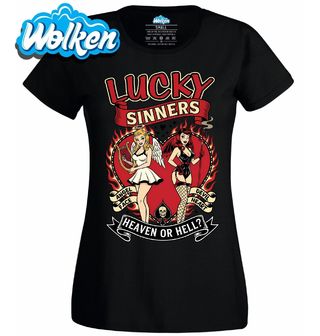 Dámské tričko Šťastní Hříšníci Lucky Sinners Heaven or Hell.jpg