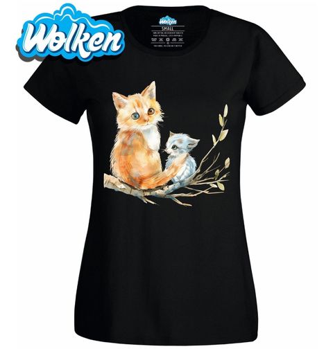 Obrázek produktu Dámské tričko Kočka s Koťátkem na Větvi