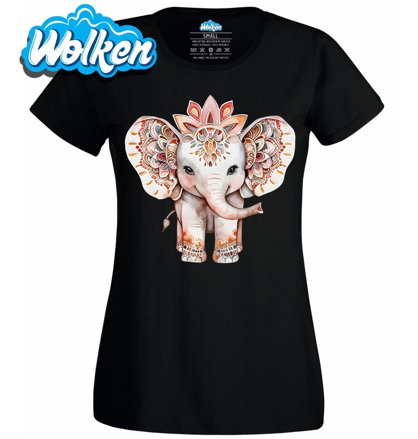 Dámské tričko Slon indický Mandala.jpg