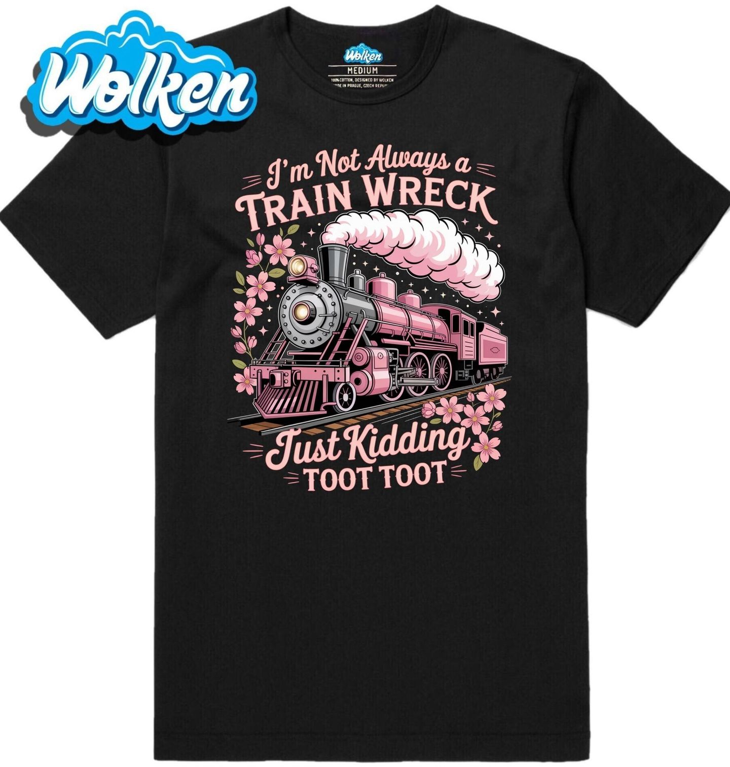 Pánské tričko Růžová Parní Lokomotiva Toot Toot.jpg