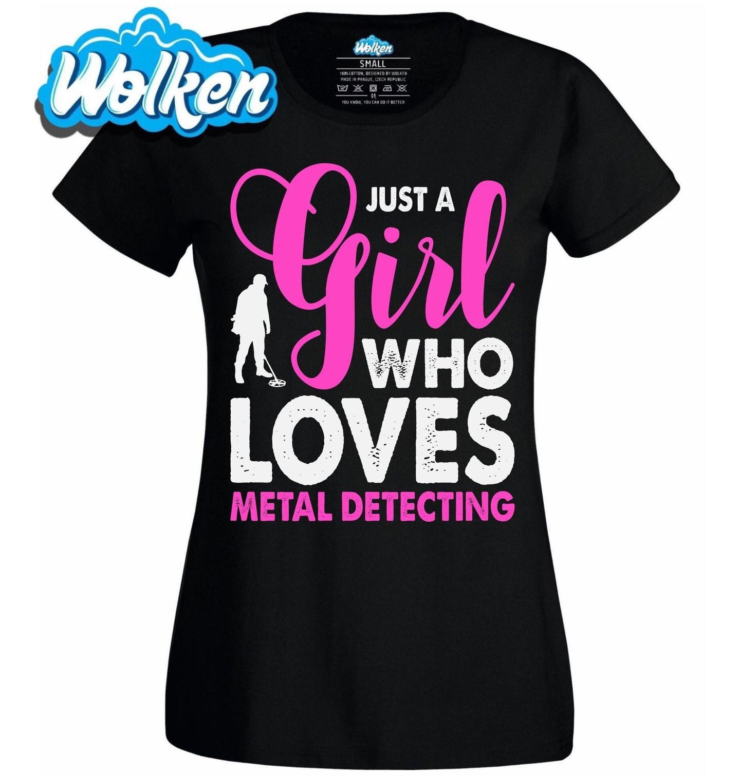 Dámské tričko Jen holka, která miluje hledání kovů.jpg