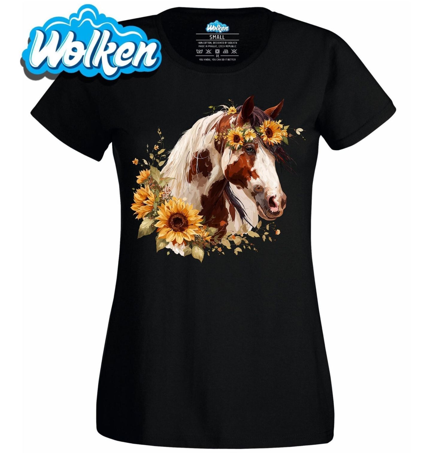 Dámské tričko Pinto Kůň mezi Slunečnicemi.jpg