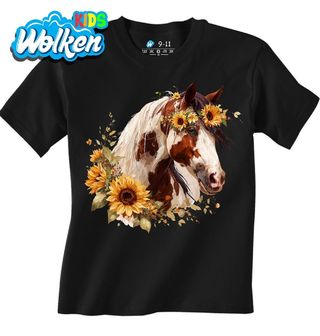 Dětské tričko Pinto Kůň mezi Slunečnicemi.jpg