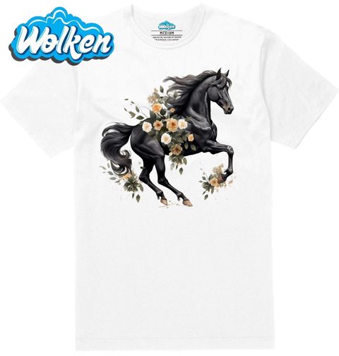 Obrázek produktu Pánské tričko Černý kůň v Objetí Růží