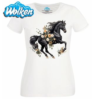 Dámské tričko  Černý kůň v Objetí Růží.jpg