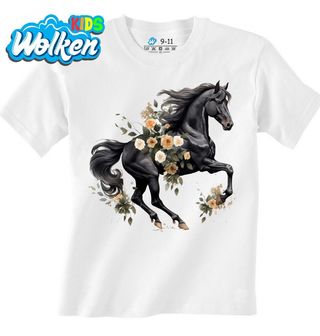 Dětské tričko Černý kůň v Objetí Růží.jpg