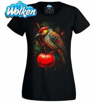 Dámské tričko Vousák červenožlutý na Jablku.jpg