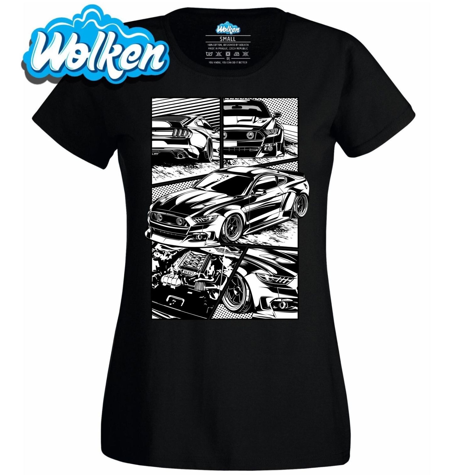 Dámské tričko Ford Mustang Comic Muscle Car.jpg