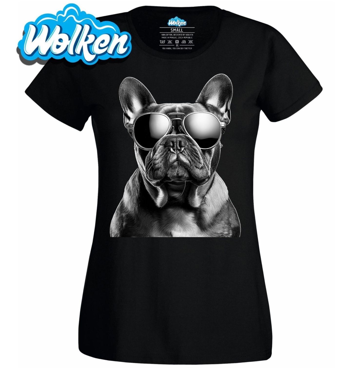 Dámské tričko Francouzský Francouzský buldoček s Brýlemi.jpg