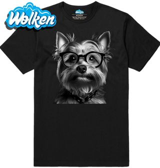 Pánské tričko Chytrý Jorkšírský teriér s Brýlemi.jpg