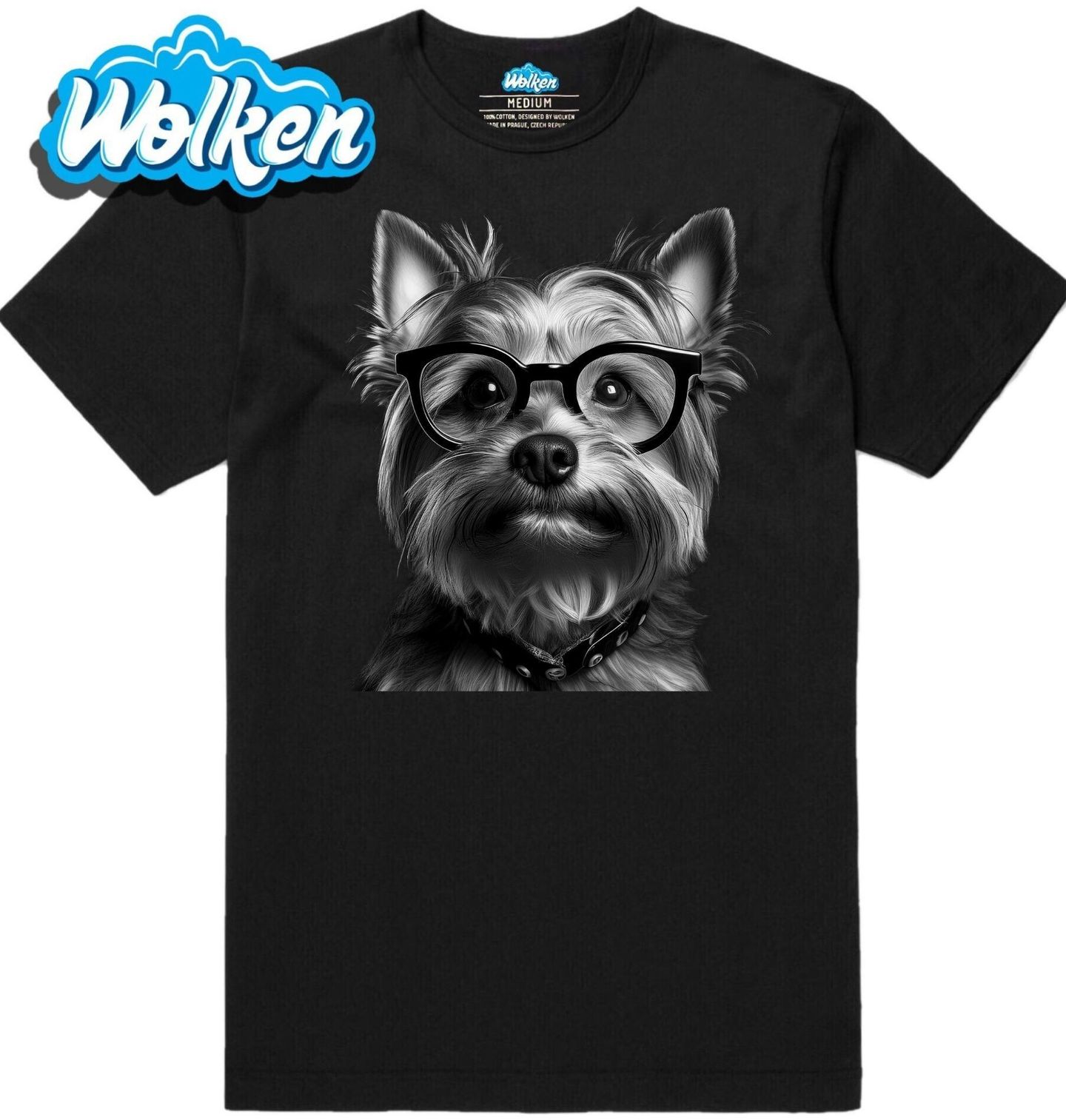 Pánské tričko Chytrý Jorkšírský teriér s Brýlemi.jpg