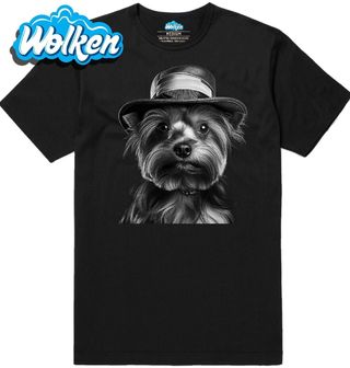 Pánské tričko Jorkšírský teriér v Klobouku.jpg