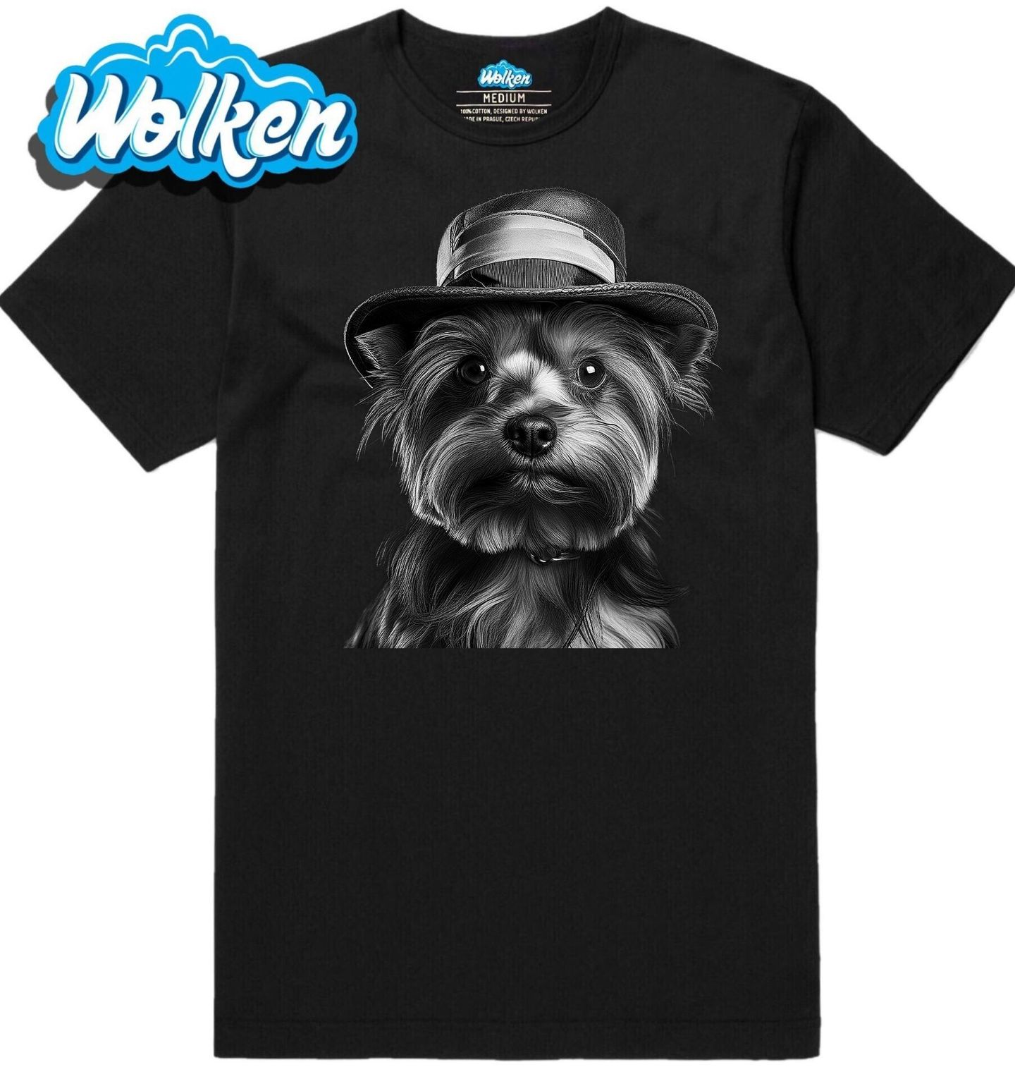 Pánské tričko Jorkšírský teriér v Klobouku.jpg