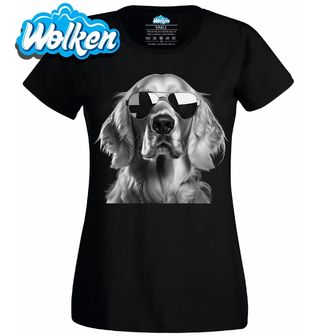 Dámské tričko Zlatý retrívr ve Slunečních Brýlích.jpg