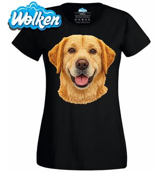 Dámské tričko Zlatý Háčkovaný Labradorský retrívr.jpg