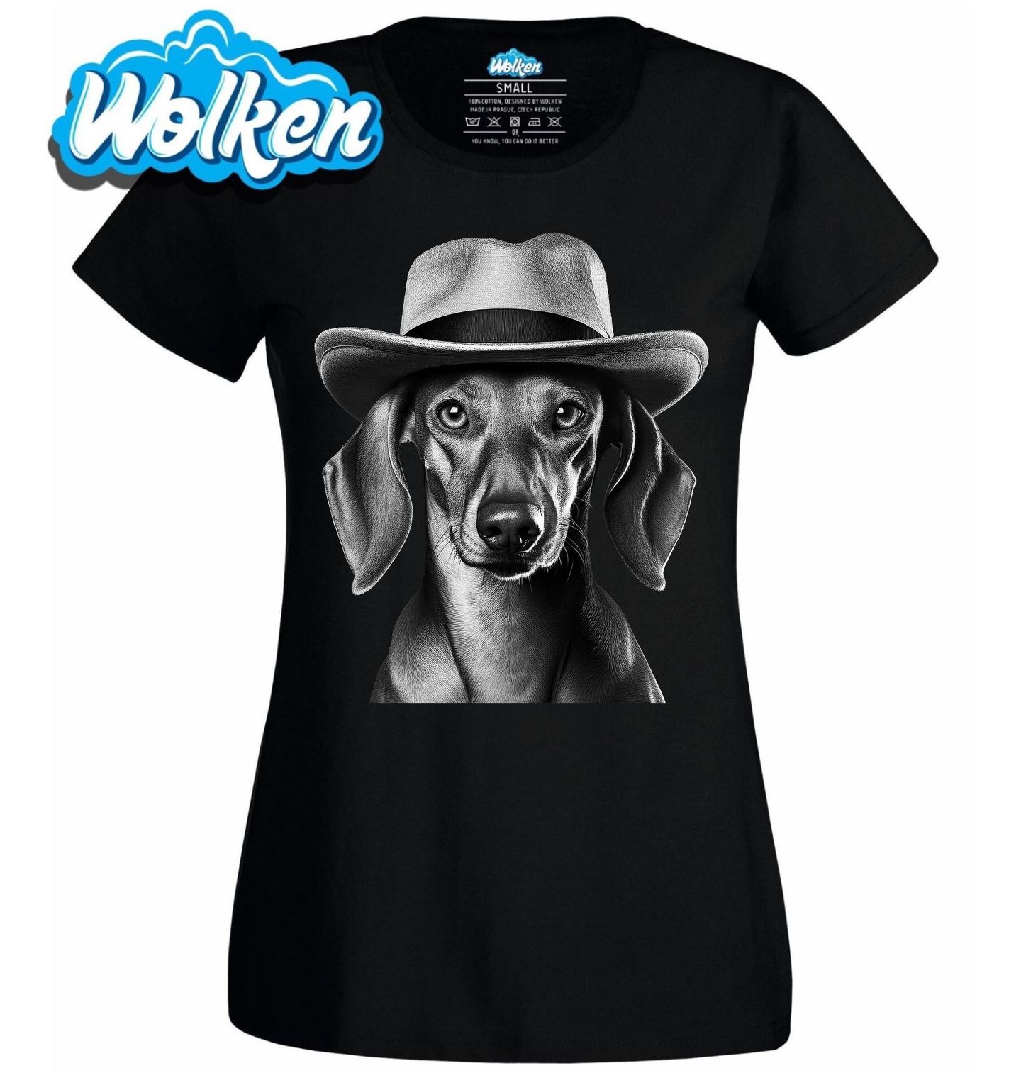 Dámské tričko Jezevčík v Klobouku.jpg