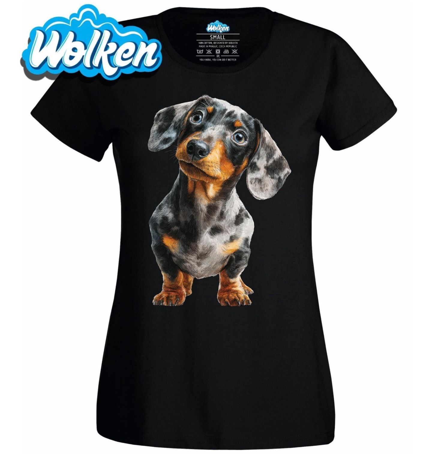 Dámské tričko Modrý Merle Jezevčík Blue Dapple Dachshund.jpg