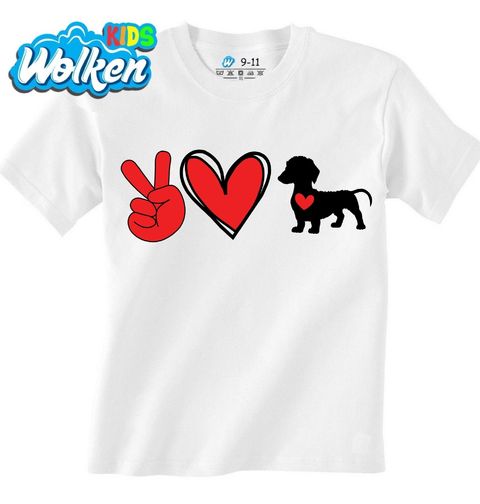 Obrázek produktu Dětské tričko Psí Mír a Láska Jezevčík Peace Love Dachshund