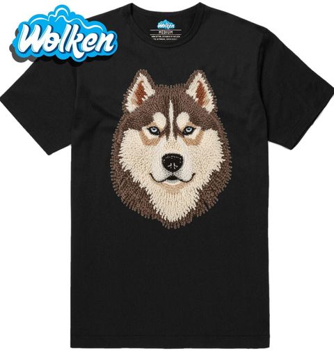 Obrázek produktu Pánské tričko Hnědý Háčkovaný Sibiřský husky