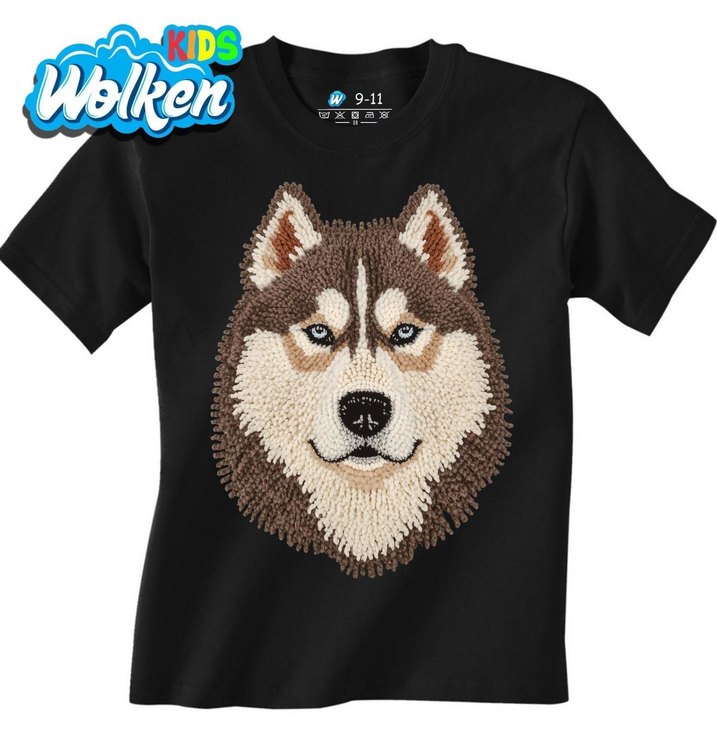 Dětské tričko Hnědý Háčkovaný Sibiřský husky.jpg