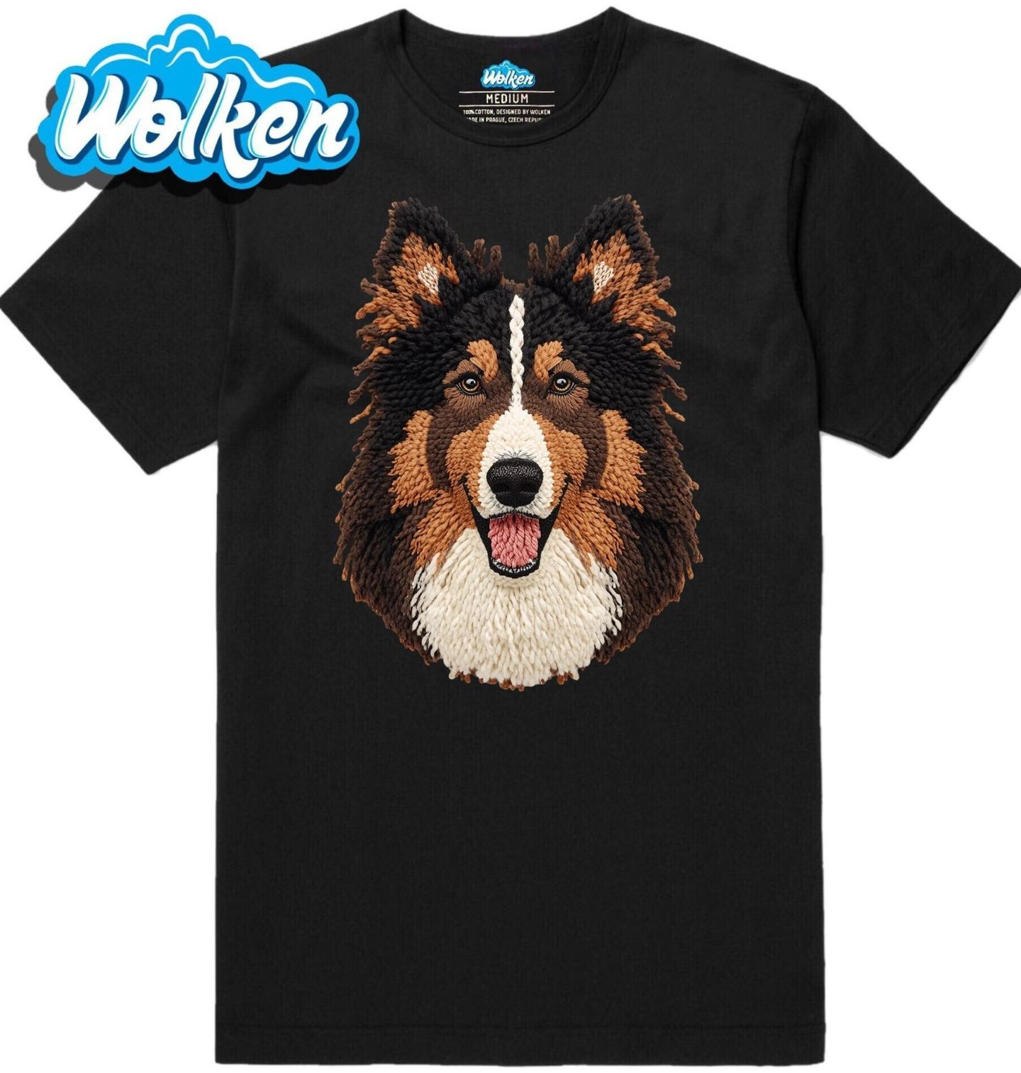 Pánské tričko Černá Háčkovaná Šeltie.jpg