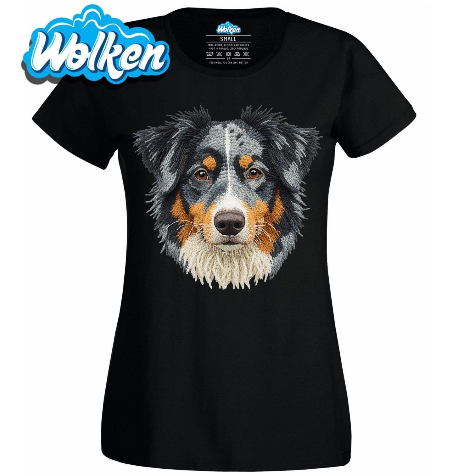 Dámské tričko Háčkovaný Australský ovčák Blue merle.jpg