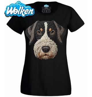 Dámské tričko Černý Háčkovaný Německý drátosrstý ohař.jpg