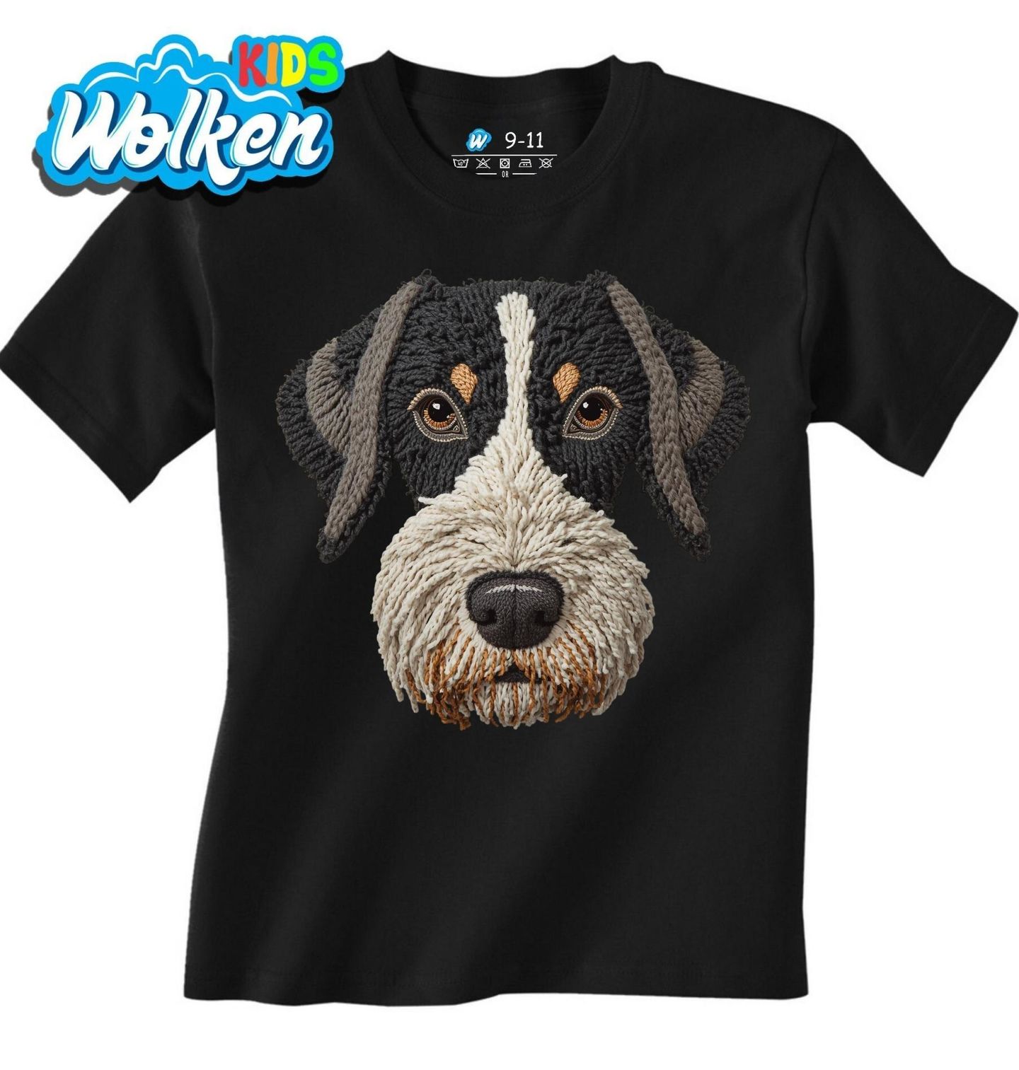 Dětské tričko Černý Háčkovaný Německý drátosrstý ohař.jpg