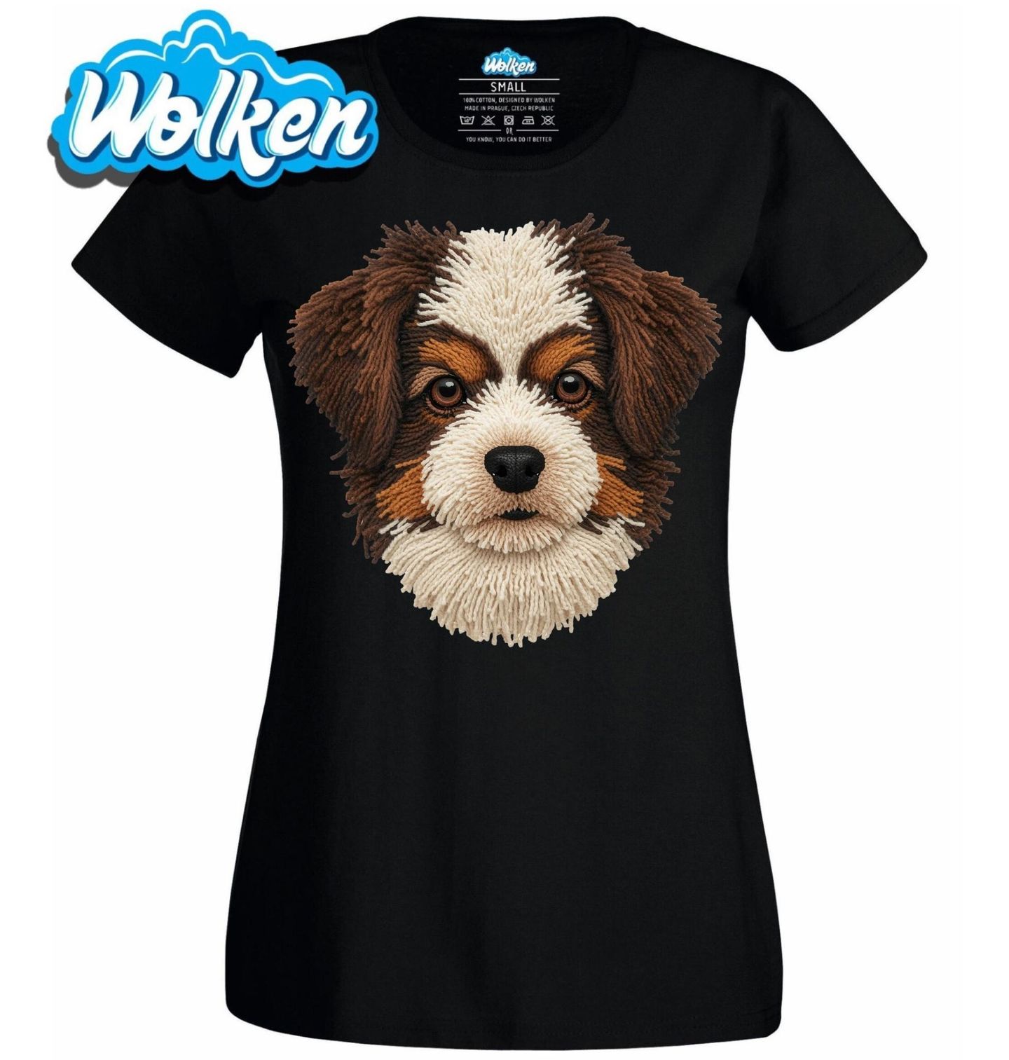 Dámské tričko Háčkovaný Miniaturní australský ovčák.jpg