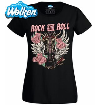 Dámské tričko Kytara mezi Růžemi Rock and Roll Roses.jpg