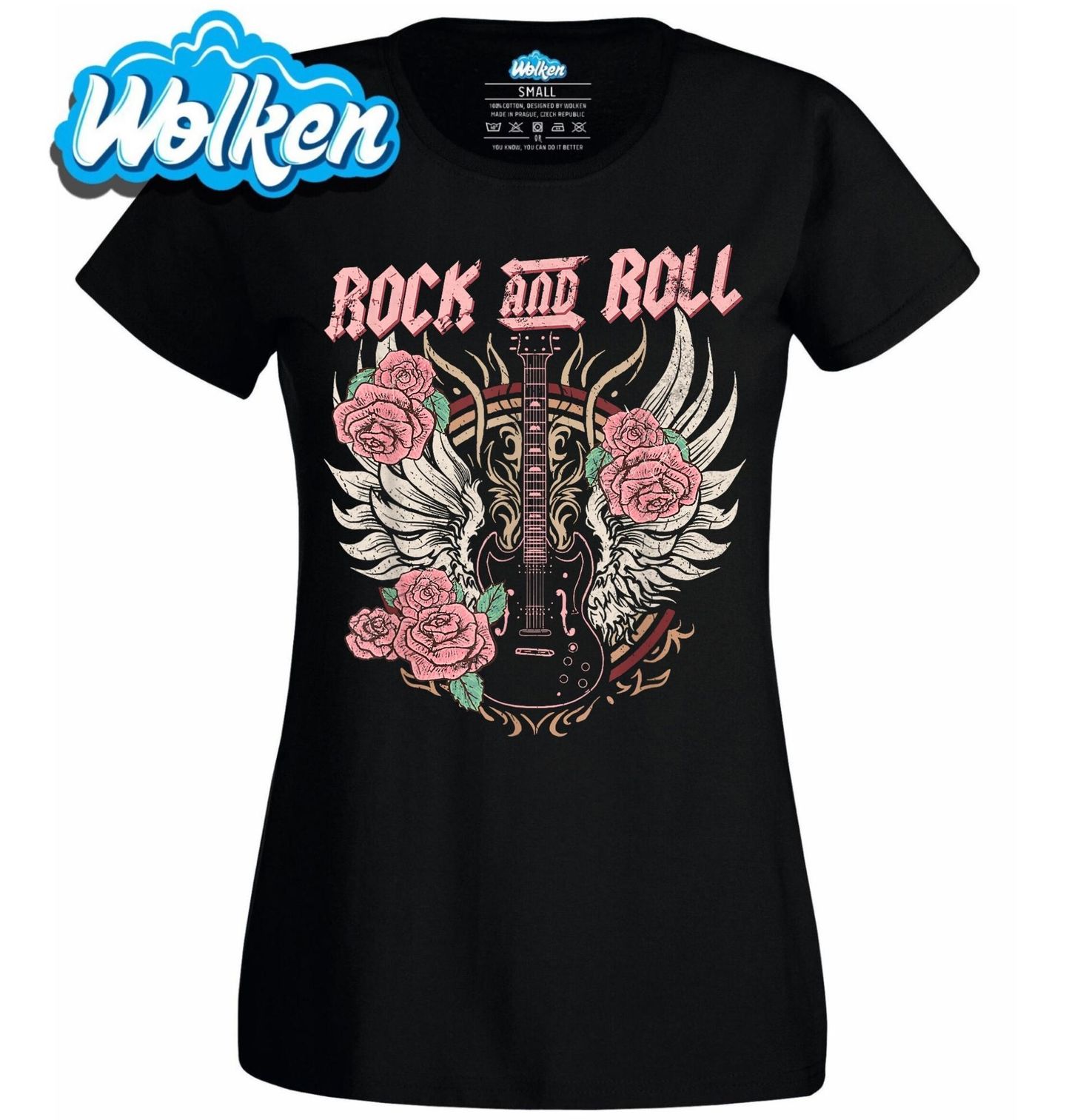 Dámské tričko Kytara mezi Růžemi Rock and Roll Roses.jpg