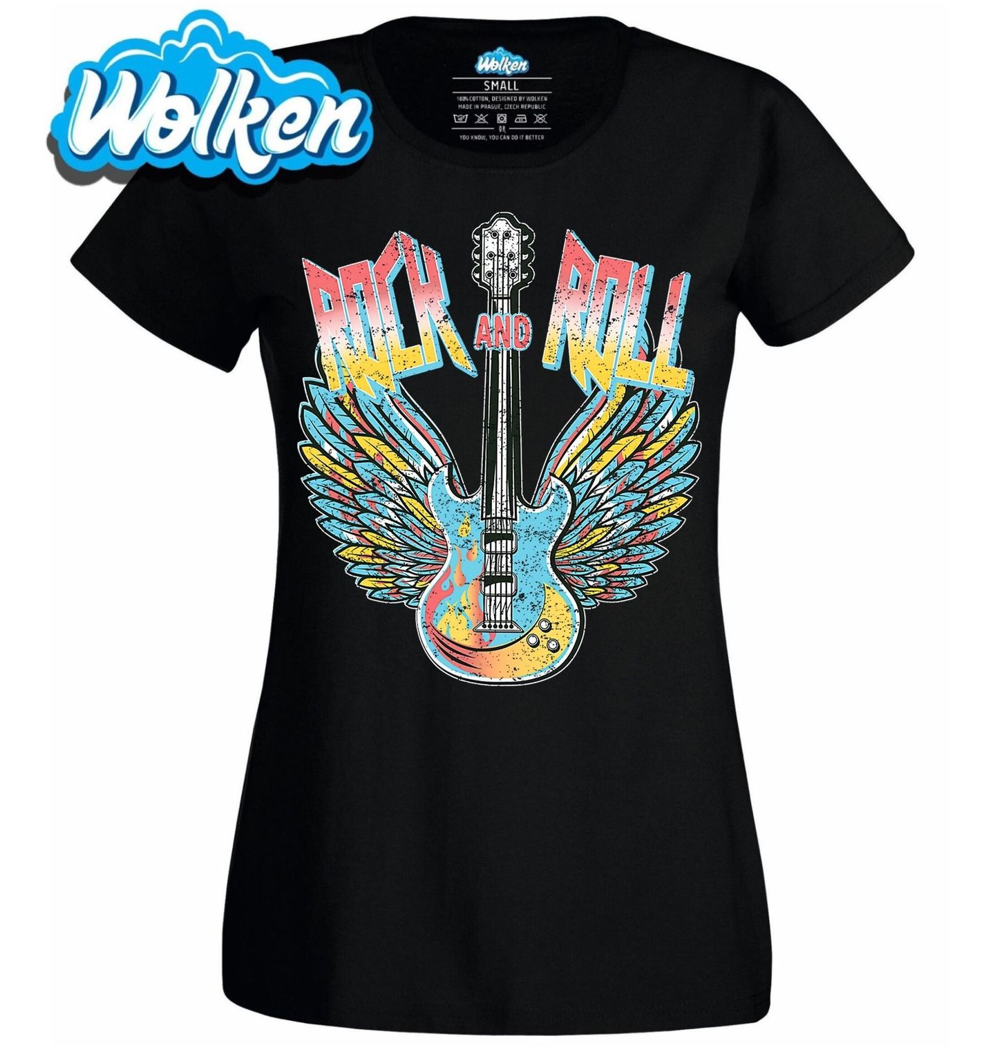 Dámské tričko Barevná Kytara s Křídly Rock and Roll.jpg