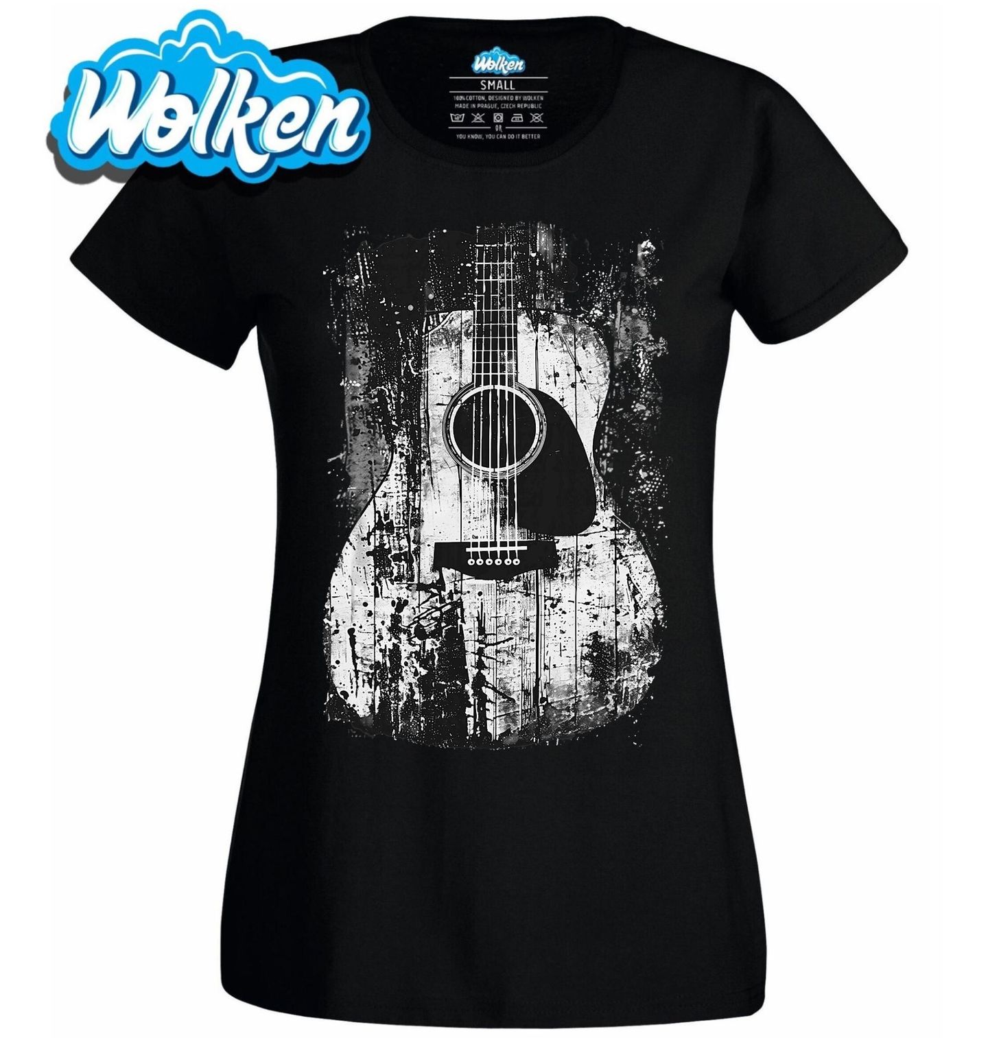 Dámské tričko Vintage Dřevěná Akustická Kytara.jpg