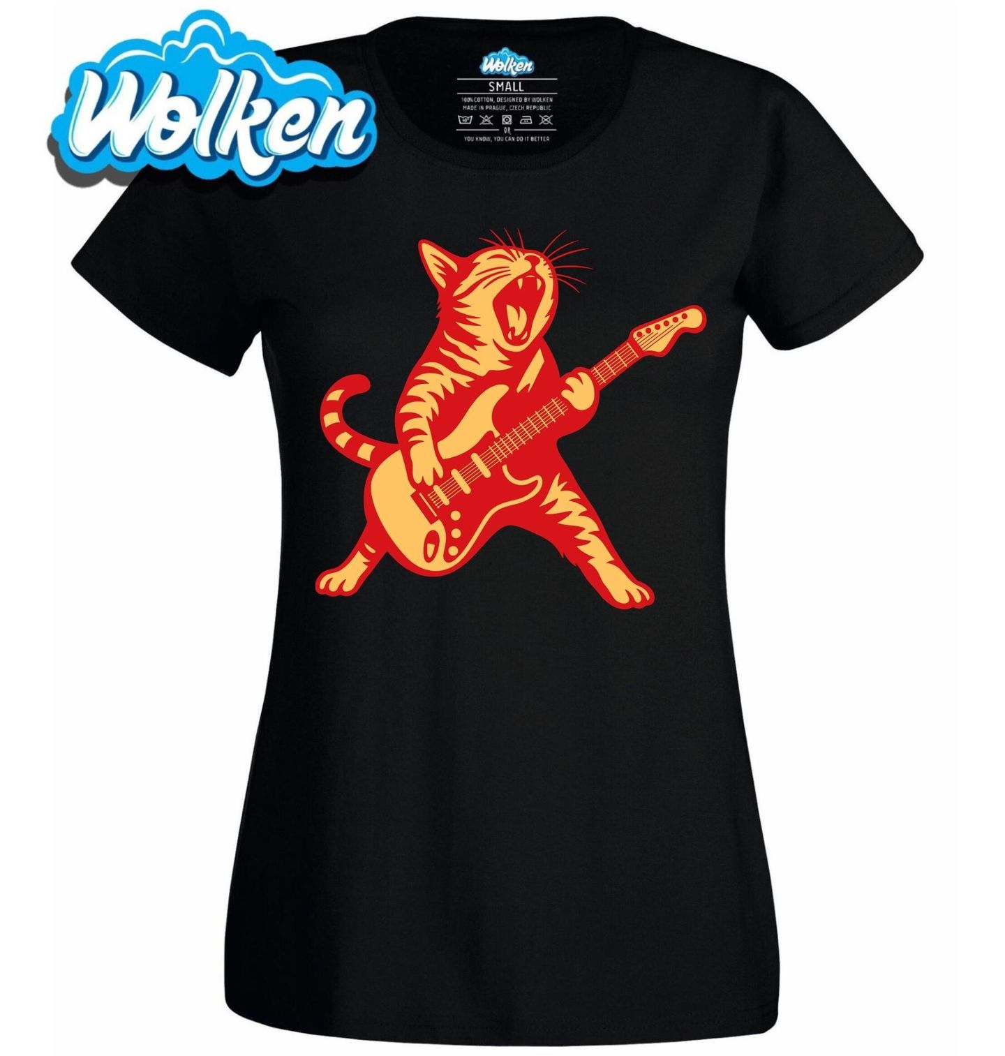 Dámské tričko Řvoucí Kočka Rock and Roll.jpg