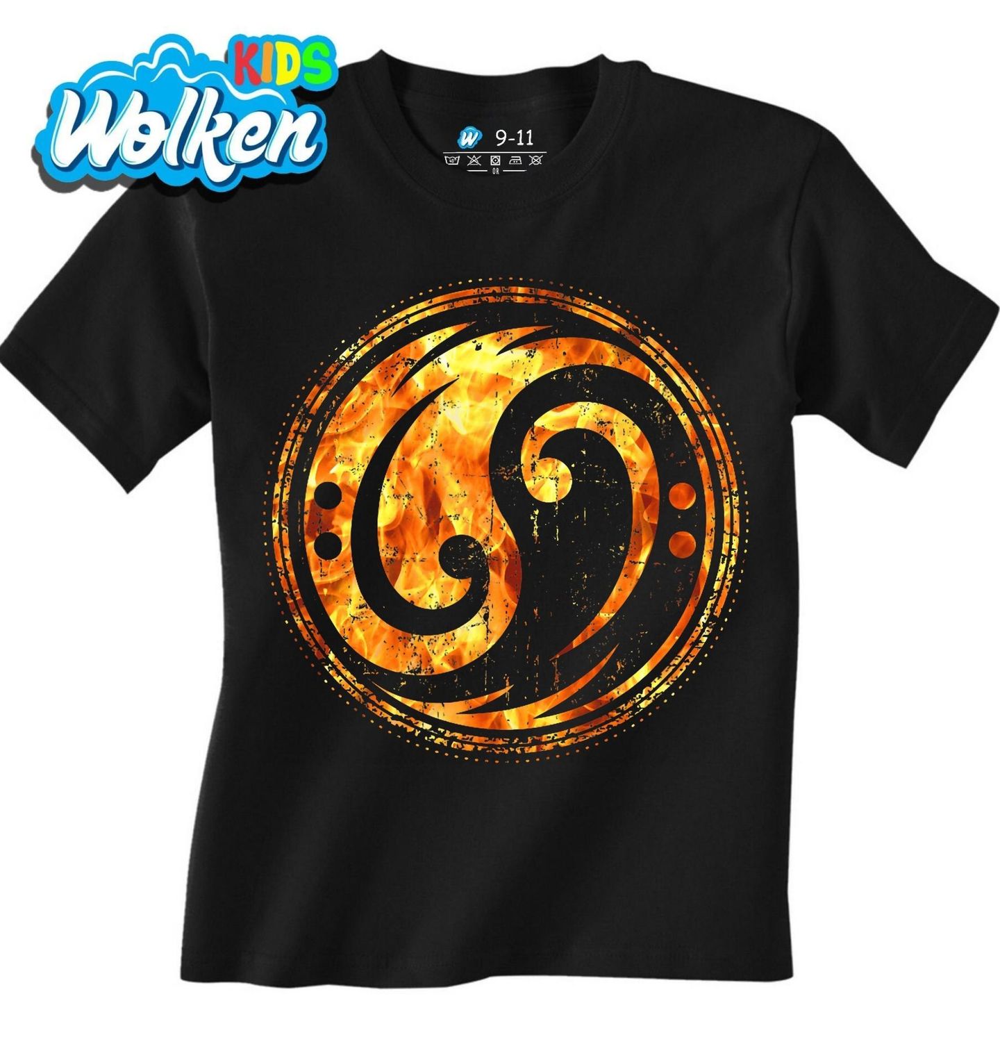 Dětské tričko Ohnivý Jin a Jang Basový Klíč.jpg