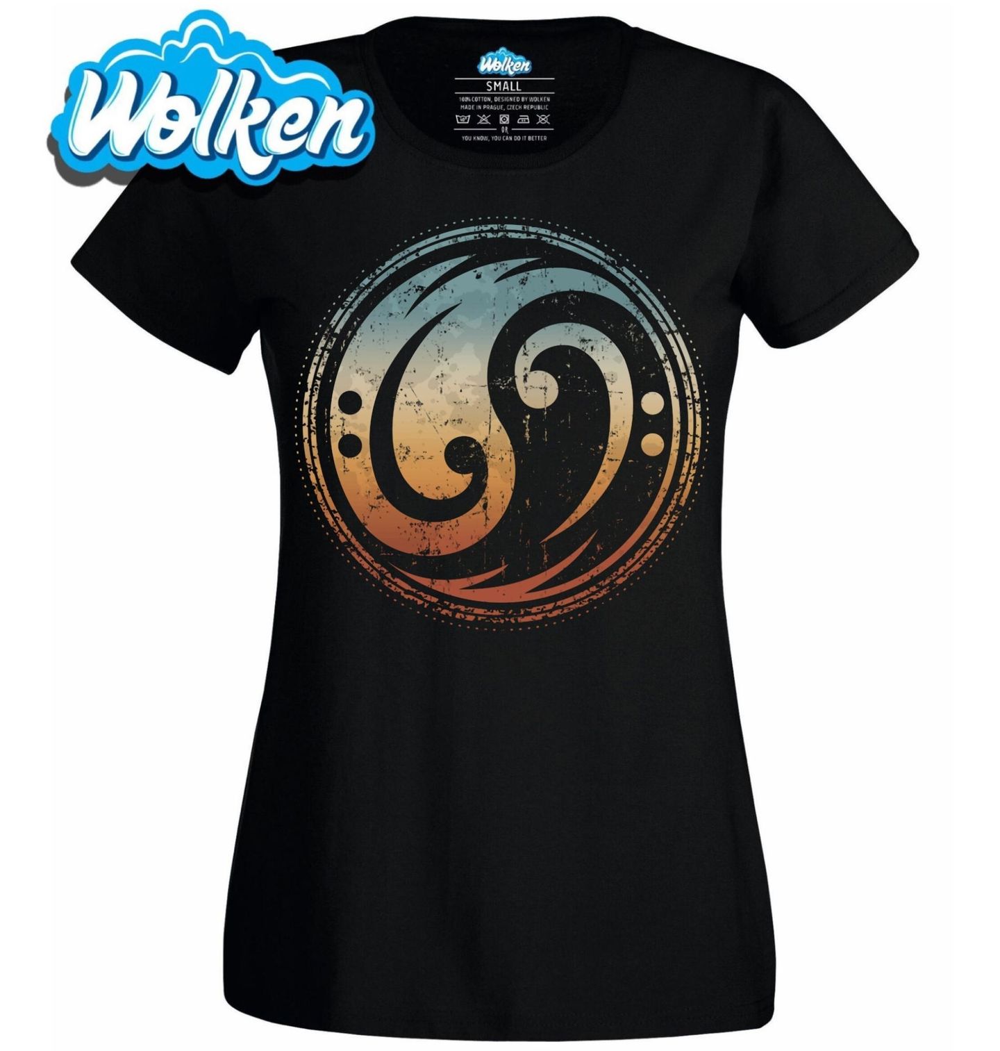 Dámské tričko Vintage Jin a Jang Basový Klíč.jpg