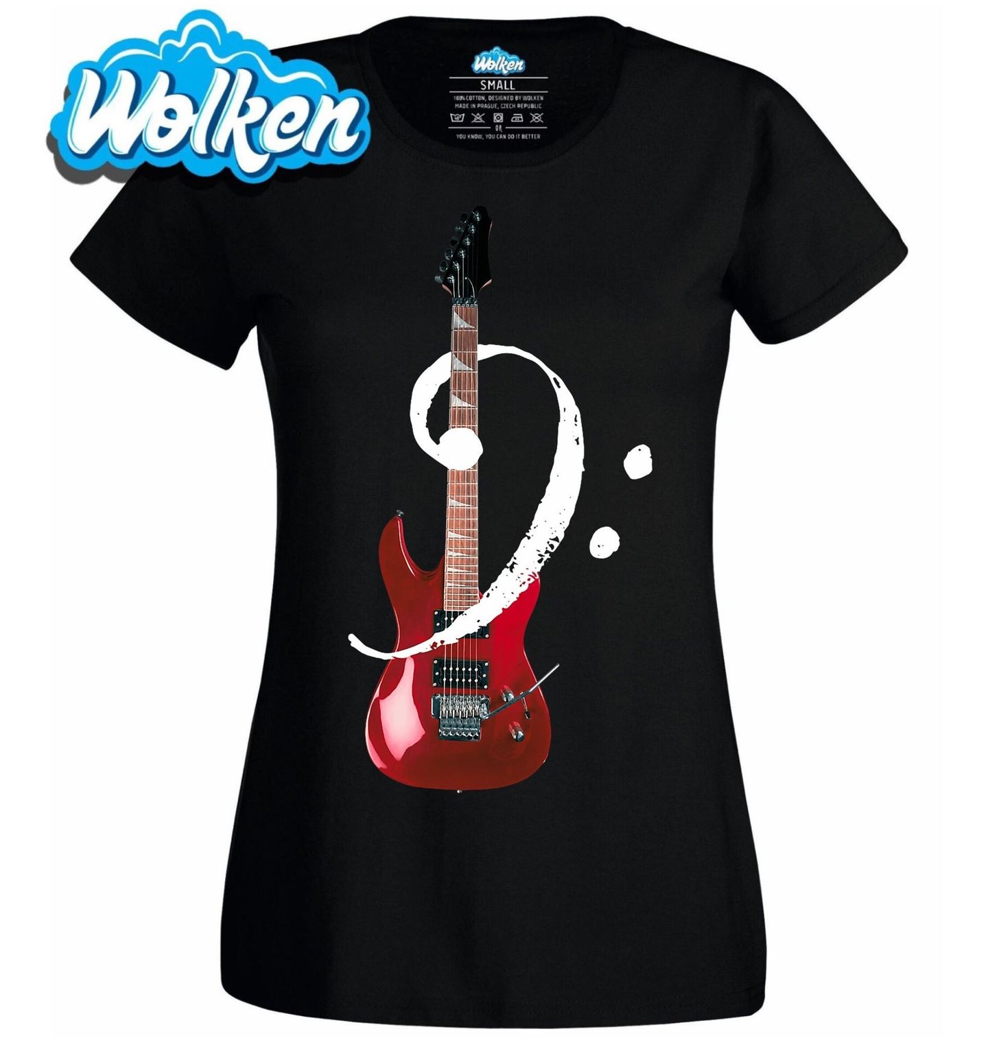 Dámské tričko Červená Baskytara a Basový Klíč.jpg