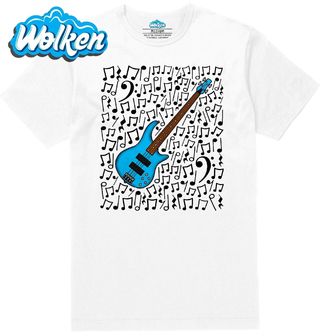 Pánské tričko  Modrá Baskytara v Rytmu Not.jpg