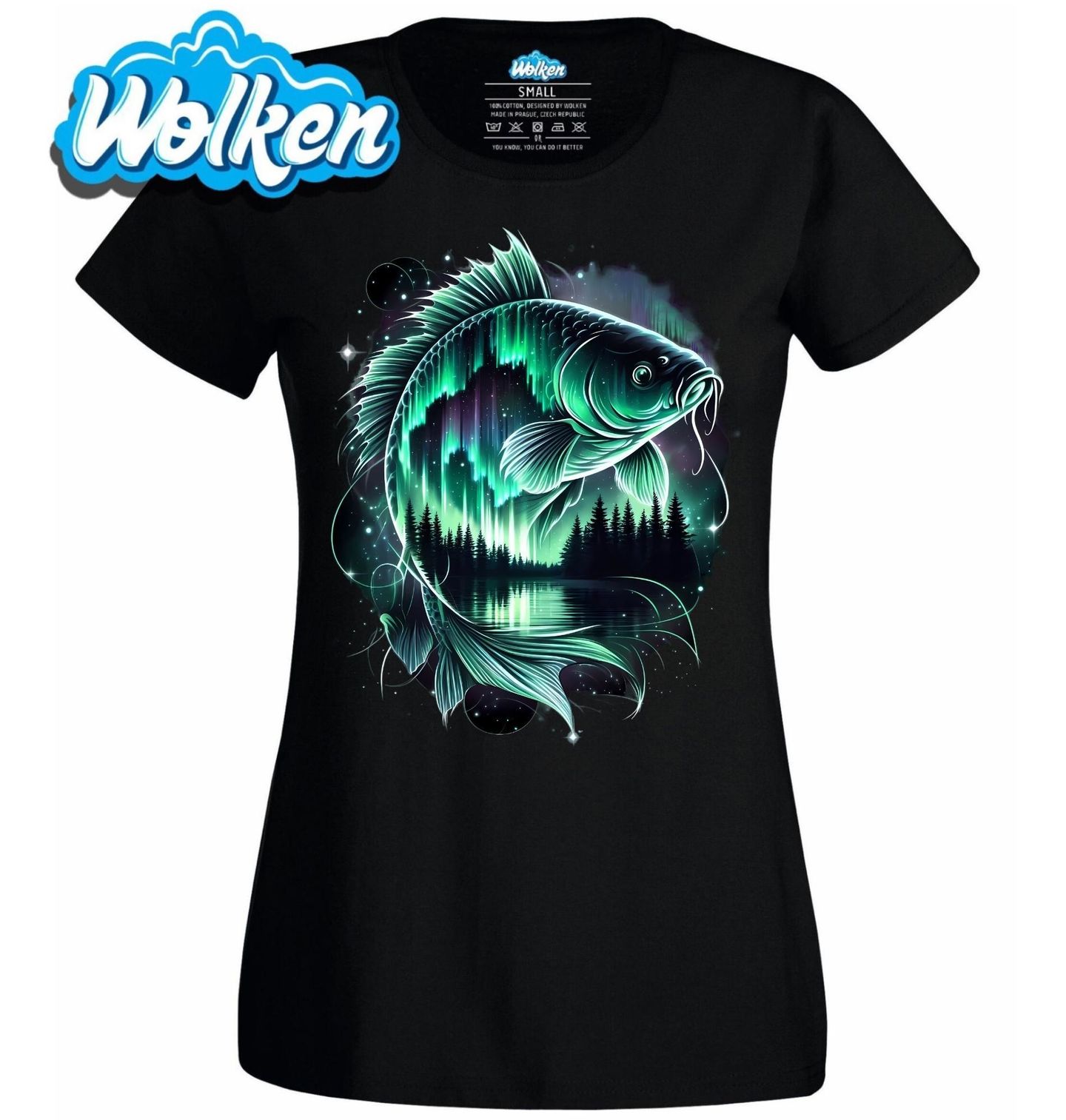 Dámské tričko Noční Kapr v Polární Záři.jpg