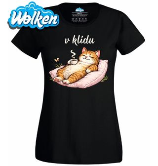 Dámské tričko Chillující Kočka s Kávou V klidu.jpg