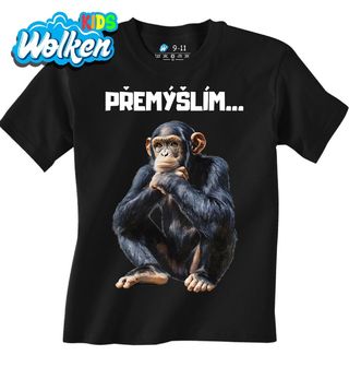 Dětské tričko Zamyšlený Šimpanz Přemýšlím….jpg