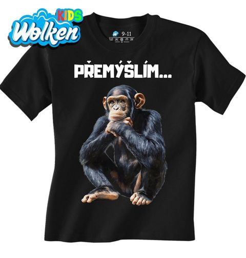 Obrázek produktu Dětské tričko Zamyšlený Šimpanz Přemýšlím…