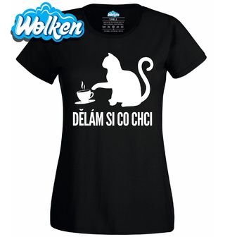 Dámské tričko Kočka s Kávou Dělám si co chci!.jpg