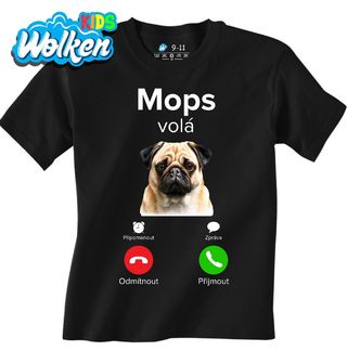 Dětské tričko Mops volá Phone Call.jpg