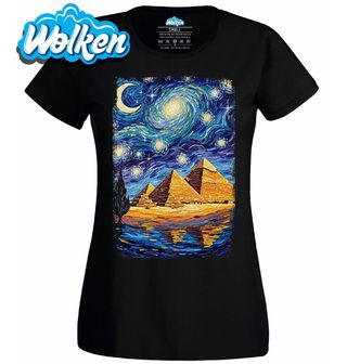 Dámské tričko Egyptské Pyramidy ve Hvězdné Noci.jpg