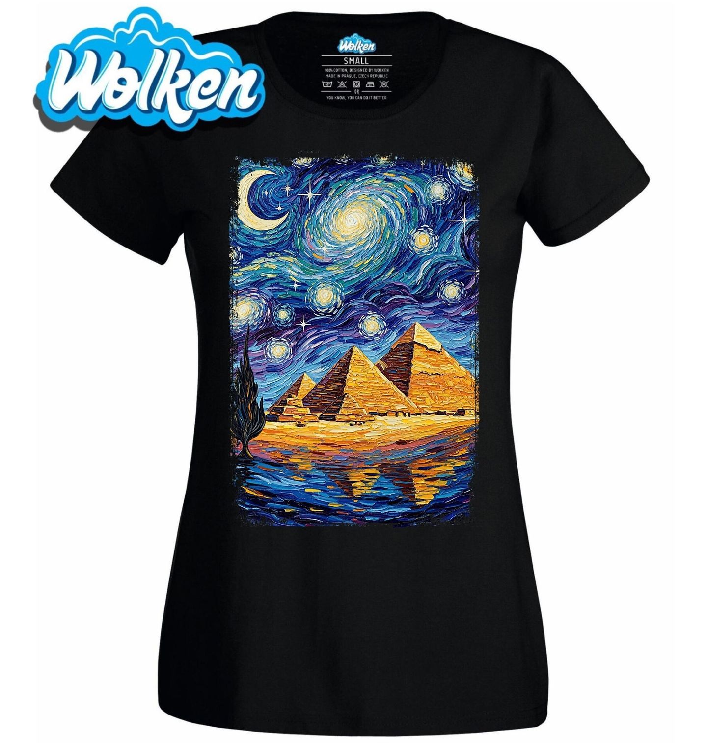 Dámské tričko Egyptské Pyramidy ve Hvězdné Noci.jpg