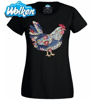 Dámské tričko Květinová Slepice se Záplatami Folk.jpg