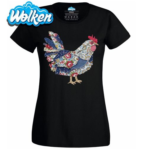 Obrázek produktu Dámské tričko Květinová Slepice se Záplatami Folk